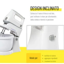 HOMCOM Impastatrice Planetaria Mixer Elettrico A Mano 6 Velocità, Ciotola 3.4L 10 HOMCOM Impastatrice Planetaria Mixer Elettrico A Mano 6 Velocità, Ciotola 3.4L -Elettrodomestici Negozio 27977585 4