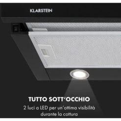Klarstein Mariana 60 Cappa A Schermo Piatto 500 M³/h Di Scarico LED -Elettrodomestici Negozio 30541324 5