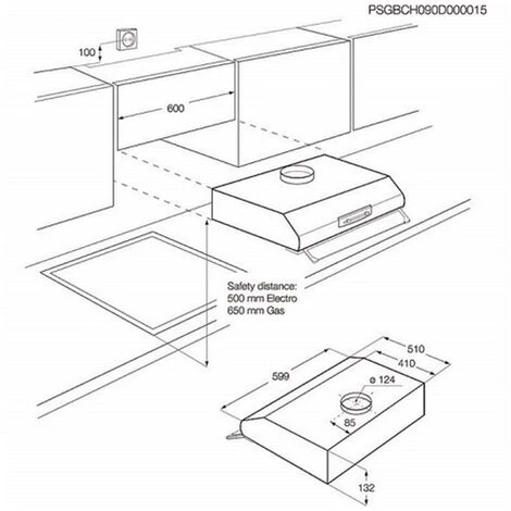 Cappuccio Visiera 60cm 368 M3/h Bianco - Fht6137w - Faure 5 Cappuccio Visiera 60cm 368 M3/h Bianco - Fht6137w - Faure - immagine 3
