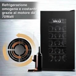 Cantina Refrigerante Vino Cantinetta Frigo Elettrica 18 Bottiglie 52Lt 70W Nero -Elettrodomestici Negozio 35985872 3