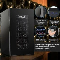Cantina Refrigerante Vino Cantinetta Frigo Elettrica 18 Bottiglie 52Lt 70W Nero -Elettrodomestici Negozio 35985872 4