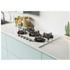Candy CVG6BR4WPW Piano Cottura A Gas 4 Zone Griglie In Ghisa 60 Cm Vetro Temperato Bianco -Elettrodomestici Negozio 36882654 3