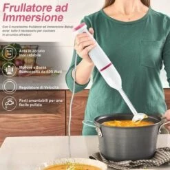 Frullatore Immersione Lame Acciaio 600W Sbattitore Tritatutto E Taglia Verdure -Elettrodomestici Negozio 37236709 3