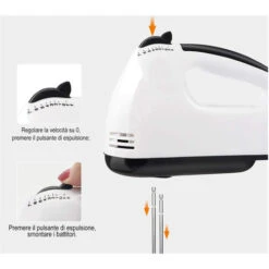Sbattitore Elettrico 180W Turbo 7 Velocita' Doppia Frusta Frullino Impasto Dolci -Elettrodomestici Negozio 37960315 5