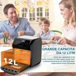 Forno Friggitrice Aria Calda 12Lt Digitale 1800W Frigge Cuoce Senza Olio Silver -Elettrodomestici Negozio 39279022 4