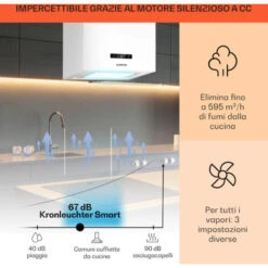 Klarstein Kronleuchter Smart, Cappa A Isola, Controllo Con App, Pannello LED, 595m³/h -Elettrodomestici Negozio 39490898 3