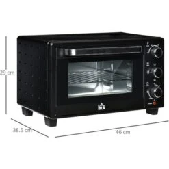 HOMCOM Fornetto Elettrico 21L Timer E Temperatura Regolabile, 3 Modalità Di Cottura E Accessori Inclusi, 46.4x38x28.5cm - Nero -Elettrodomestici Negozio 42725654 3