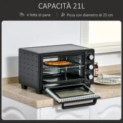 HOMCOM Fornetto Elettrico 21L Timer E Temperatura Regolabile, 3 Modalità Di Cottura E Accessori Inclusi, 46.4x38x28.5cm - Nero -Elettrodomestici Negozio 42725654 4