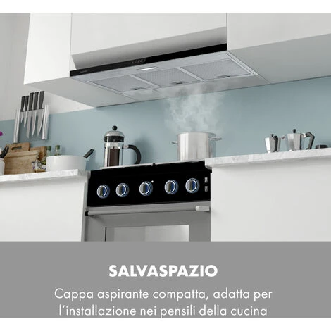 Klarstein Contempo 90, Cappa Aspirante, 175m³/h, LED, Acciaio Inox, Acrilico, Nero 4 Klarstein Contempo 90, Cappa Aspirante, 175m³/h, LED, Acciaio Inox, Acrilico, Nero - immagine 2