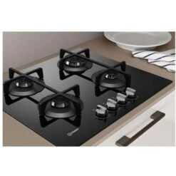 Indesit ING 61T/BK Piano Cottura A Gas 4 Zone Griglietin Ghisa 59 Cm Nero -Elettrodomestici Negozio 50194676 4