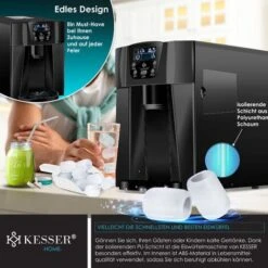 KESSER® Macchina Del Ghiaccio Macchina Per Il Ghiaccio In Acciaio Inox 100W Macchina Per Il Ghiaccio 12 Kg 24 H Cubetti In 2 Dimensioni Preparazione In 6 Min Serbatoio Dell'acqua Da 2 Litri Tim -Elettrodomestici Negozio 51985424 4