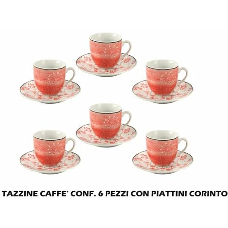 TAZZINE CAFFE' CONF. 6 PZ. C/PIATT. CORINTO 3 TAZZINE CAFFE' CONF. 6 PZ. C/PIATT. CORINTO
