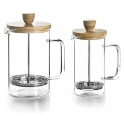 Lacor - 62168, Caffettiera Francese Wood, 6 Tazze, 0,8 Litri, Acciaio 18/10