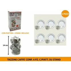 TAZZINE CAFFE' CONF. 6 PZ. C/PIATT. SU STAND