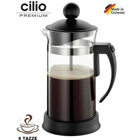 Cilio CAFFETTIERA TEIERA INFUSIERA A PISTONE STANTUFFO IN VETRO BOROSILICATO 800ml 6TZ 3 Cilio CAFFETTIERA TEIERA INFUSIERA A PISTONE STANTUFFO IN VETRO BOROSILICATO 800ml 6TZ