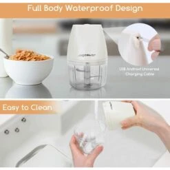 TRITATUTTO DA CUCINA ELETTRICO MINI RICARICABILE USB CON 3 LAME ACCIAIO INOSSIDABILE 250ML SICUREZZA PER BAMBINI -Elettrodomestici Negozio 56491295 5