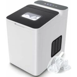 COSTWAY Macchina Del Ghiaccio 15kg/24h, Fabbricatore Di Ghiaccio Con Funziona Autopulizia E Touch, Schermo A LED, Ideale Per Casa Ristorante E Bar (Bianco)