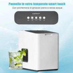COSTWAY Macchina Del Ghiaccio 15kg/24h, Fabbricatore Di Ghiaccio Con Funziona Autopulizia E Touch, Schermo A LED, Ideale Per Casa Ristorante E Bar (Bianco) -Elettrodomestici Negozio 58680782 3
