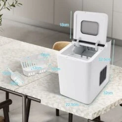 COSTWAY Macchina Del Ghiaccio 15kg/24h, Fabbricatore Di Ghiaccio Con Funziona Autopulizia E Touch, Schermo A LED, Ideale Per Casa Ristorante E Bar (Bianco) -Elettrodomestici Negozio 58680782 4