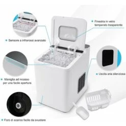 COSTWAY Macchina Del Ghiaccio 15kg/24h, Fabbricatore Di Ghiaccio Con Funziona Autopulizia E Touch, Schermo A LED, Ideale Per Casa Ristorante E Bar (Bianco) -Elettrodomestici Negozio 58680782 5