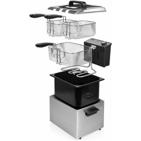 Princess 185000 Friggitrice Capacita' 5 Litri Potenza 3270 W Zona Fredda 3 Cestini Struttura In Acciaio Inox 7 Princess 185000 Friggitrice Capacita' 5 Litri Potenza 3270 W Zona Fredda 3 Cestini Struttura In Acciaio Inox - immagine 5