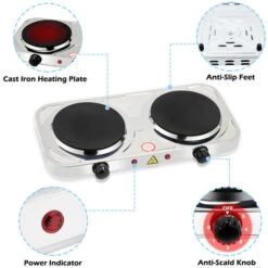 Randaco Piano Cottura Elettrico Doppio Piano In Acciaio Inox Con Protezione Surriscaldamento E , 155 Mm + 155 Mm Ø, 2000 W Doppio -Elettrodomestici Negozio 61599475 3