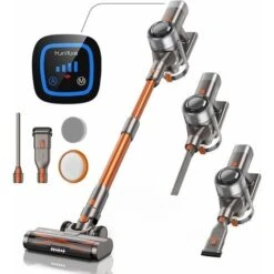 HONITURE S11 Scopa Elettrica Senza Fili,33Kpa/400W Aspirapolvere Senza Fili Potente Con Display Touch E LED,Prevenire L'avvolgimento Dei Capelli,Aspiratore Senza Filo Per Peli Animali