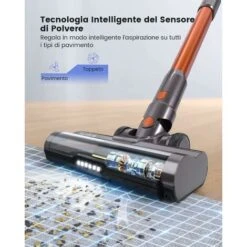 HONITURE S11 Scopa Elettrica Senza Fili,33Kpa/400W Aspirapolvere Senza Fili Potente Con Display Touch E LED,Prevenire L'avvolgimento Dei Capelli,Aspiratore Senza Filo Per Peli Animali -Elettrodomestici Negozio 63921489 4