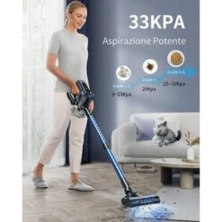 HONITURE S12 Scopa Elettrica Senza Fili,33Kpa Aspirapolvere Senza Fili Potente Con Display, Autonomia 55 Minuti,1,2L Capacità, Regolazione A 5 Livelli,Scope Elettriche Senza -Elettrodomestici Negozio 63921494 3