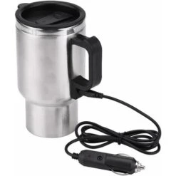 Kueatily Tazza Riscaldante Per Auto, Tazza Riscaldante Da Viaggio In Acciaio Inossidabile, Tazza Da Caffè Riscaldante Elettrica Per Acqua, Caffè, Latte E Tè Con Caricatore, 450 Ml