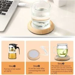 Kueatily Sottobicchieri Isolanti USB Tazza Di Grano Creativo Tazza Di Bevanda Di Calore Stuoia Stuoia Ufficio Tè Latte Caffè Feltro Riscaldatore Sottobicchiere (Grana Di Legno Luminosa) -Elettrodomestici Negozio 64668880 3