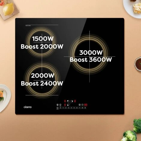 CIARRA Piano Cottura A Induzione Da Incasso, 3 Zone Con Boost E Flexzone, Alta Efficienza Energetica, Controllo Tattile, Nero 7 CIARRA Piano Cottura A Induzione Da Incasso, 3 Zone Con Boost E Flexzone, Alta Efficienza Energetica, Controllo Tattile, Nero - immagine 5