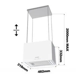 CIARRA Cappa A Isola Smart 48cm CD4850S - Bianco, 3 Velocità, Estrazione 650m³/h, Controllo Wi-Fi, Filtri Rimovibili E Lavabili -Elettrodomestici Negozio 64996427 5