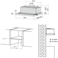Cappa Telescopica Sottopensile Ciarra 60 Cm Con 2 Velocità - Design Scorrevole In Acciaio Inox -Elettrodomestici Negozio 64996457 5