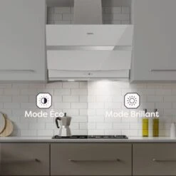 CIARRA 60cm Cappa Ad Angolo Touch Control 650 M³/h 736NWH60 - Bianco, Silenziosa -Elettrodomestici Negozio 64996458 3