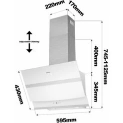 CIARRA 60cm Cappa Ad Angolo Touch Control 650 M³/h 736NWH60 - Bianco, Silenziosa -Elettrodomestici Negozio 64996458 5