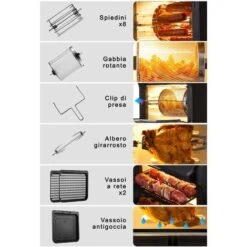 PremierTech Friggitrice Ad Aria Da 12 Litri, 12 Funzioni, Touch Screen, Timer , Acciaio Inox - PT12LAF -Elettrodomestici Negozio 70294367 4