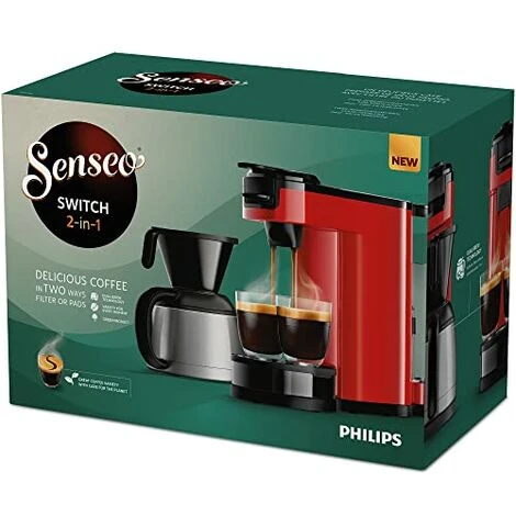 SENSEO® Philips Switch, Macchina Da Caffè Con Filtro E Cialde 2 In 1, Serbatoio Dell'acqua Da 1 Litro, 7 Tazze In Un Unico Passaggio, Colore Monzarot (HD6592/84) 6 SENSEO® Philips Switch, Macchina Da Caffè Con Filtro E Cialde 2 In 1, Serbatoio Dell'acqua Da 1 Litro, 7 Tazze In Un Unico Passaggio, Colore Monzarot (HD6592/84) - immagine 4