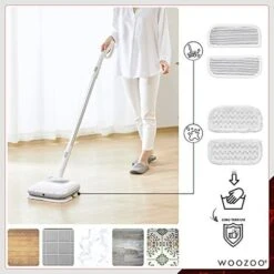 Woozoo ® By Ohyama, Set Di 2 Tamponi Morbidi, Progettato Per Assorbire Liquidi, Poliestere/nylon, Lavabile A Mano, Per Electric Mop IC-M01 - Soft PadMC-S01 - Bianco -Elettrodomestici Negozio 70878081 3