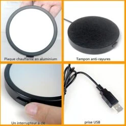 Scalda Tazze Da Caffè, Sottobicchiere Riscaldato Elettrico USB, Scalda Teiera, Fornisce Una Temperatura Costante Per Caffè, Latte E Bevande In Ufficio E A Casa -Elettrodomestici Negozio 71080174 5