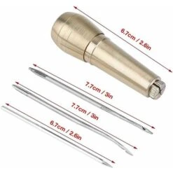 Strumento Per La Riparazione Di Scarpe A Cono Per Cucire, Libro Rilegato In Pelle, 3 Aghi + Manico In Rame -Elettrodomestici Negozio 71374811 3