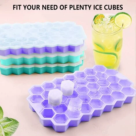 Confezione Da 2 Vassoi Per Cubetti Di Ghiaccio Flessibili In Silicone Con Coperchio, Vassoi Per Cubetti Di Ghiaccio Flessibili Impilabili E Sicuri 4 Confezione Da 2 Vassoi Per Cubetti Di Ghiaccio Flessibili In Silicone Con Coperchio, Vassoi Per Cubetti Di Ghiaccio Flessibili Impilabili E Sicuri - immagine 2