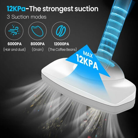 Aspirapolvere A Stick Senza Sacchetto Senza Fili 12000Pa Con Luce LED Anteriore 6000mAh Autonomia Della Batteria 30 Min Carica 4-5h 5 Aspirapolvere A Stick Senza Sacchetto Senza Fili 12000Pa Con Luce LED Anteriore 6000mAh Autonomia Della Batteria 30 Min Carica 4-5h - immagine 3