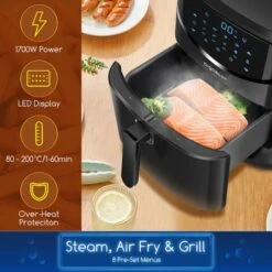 Aigostar Cube Melodia - Friggitrice Ad Aria + Vaporiera 2 In 1, Capacità 7 L , Touch Screen LED, 8 Programmi, 1700 W, Modalità Manuale. Funzione Di Pompaggio E Pulizia. Senza BPA. Ricettario Incluso -Elettrodomestici Negozio 72603431 3