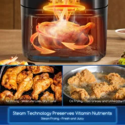 Aigostar Cube Melodia - Friggitrice Ad Aria + Vaporiera 2 In 1, Capacità 7 L , Touch Screen LED, 8 Programmi, 1700 W, Modalità Manuale. Funzione Di Pompaggio E Pulizia. Senza BPA. Ricettario Incluso -Elettrodomestici Negozio 72603431 5