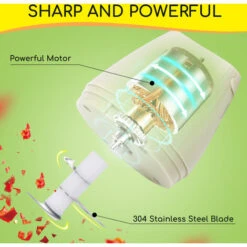 Aigostar Aimee - Tritatutto Da Cucina Elettrico, Mini Tritatutto Ricaricabile USB Con 3 Lame Acciaio Inossidabile, 250ML Robot Da Cucina Da. Avvio A Un Pulsante Con Blocco Per Sicurezza Per Bambini. -Elettrodomestici Negozio 72603452 4