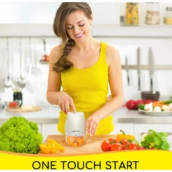 Aigostar Aimee - Tritatutto Da Cucina Elettrico, Mini Tritatutto Ricaricabile USB Con 3 Lame Acciaio Inossidabile, 250ML Robot Da Cucina Da. Avvio A Un Pulsante Con Blocco Per Sicurezza Per Bambini. -Elettrodomestici Negozio 72603452 5