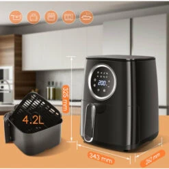 Aigostar Odin - Friggitrice Ad Aria, 8-in-1 Ricettario, Friggitrice Senza Olio Da 1400W, 4.2L, Touch Screen LED, Slot Raccogli Cavo, Senza BPA, Cestino Antiaderente Rimovibile, Nero -Elettrodomestici Negozio 72603462 5