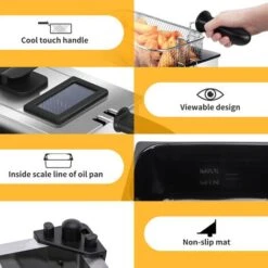 Aigostar Ushas 30HEZ - Friggitrice 2200Watts, Capacità 3Litri Con Finestra, Controllo Di Temperatura, Ciotola D'olio Removibile. Realizzata In Acciaio Inossidabile. Design Esclusivo. -Elettrodomestici Negozio 72603479 4