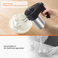 Aigostar Hanson - Sbattitore Elettrico, Fruste Elettriche,Velocità Regolabili E Turbo Boost Con 2 Fruste & 2 Ganci In Acciaio Inox, Design Di Espulsione A Un Pulsante -Elettrodomestici Negozio 72603487 5